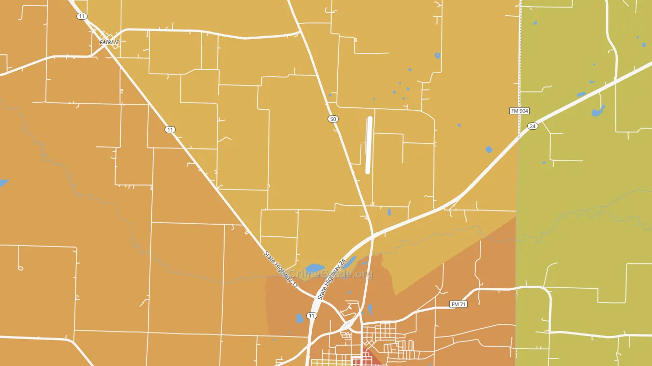 Jardin, TX Map of Assault Rates