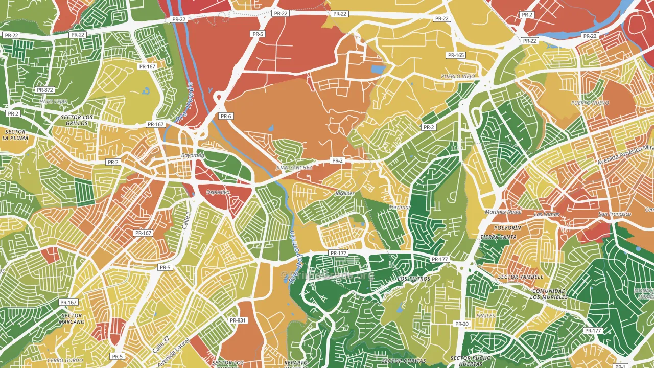 Jardines de Caparra, Bayamon, PR Map of Assault Rates