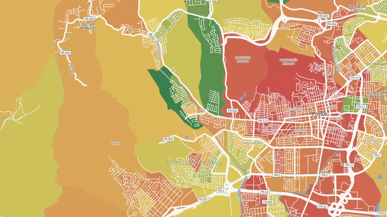 Jardines del Caribe, Ponce, PR Map of Assault Rates