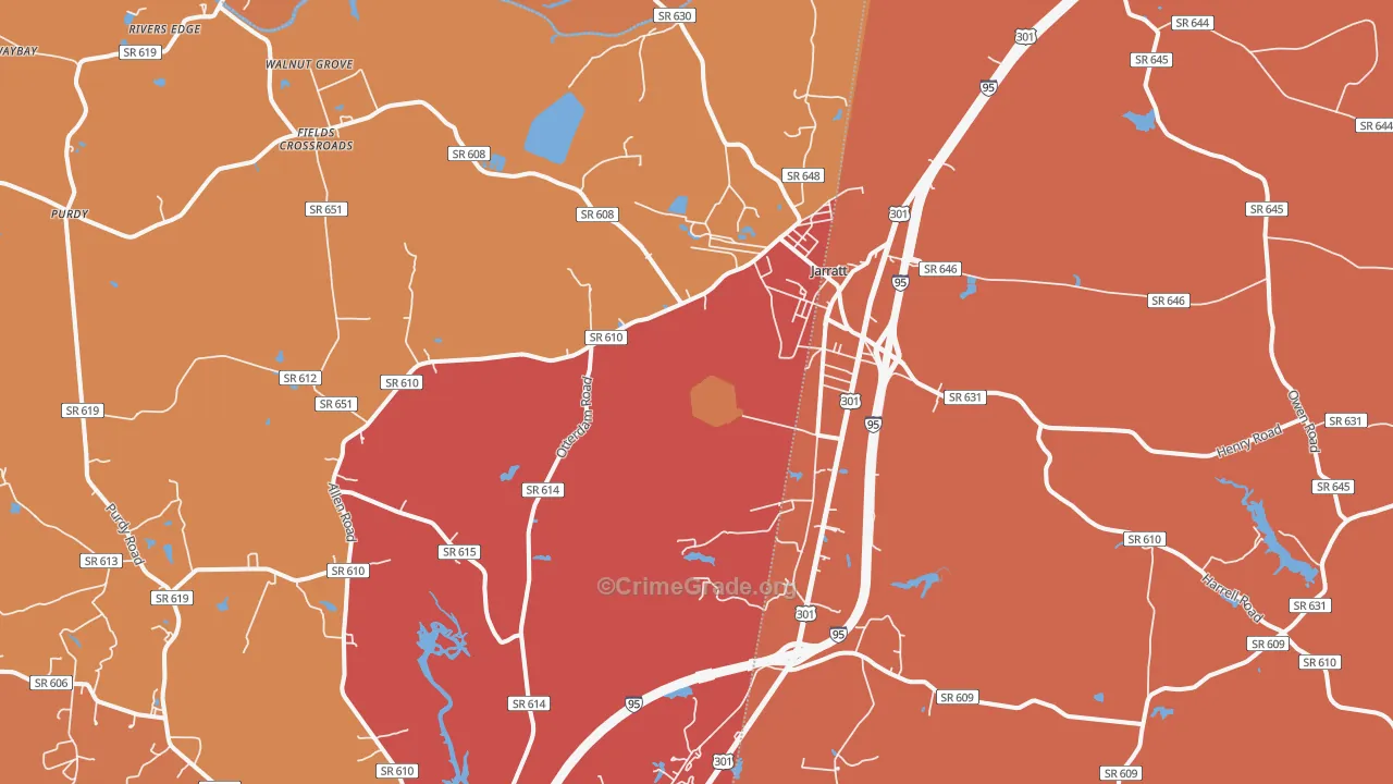 Jarratt, VA Map of Assault Rates