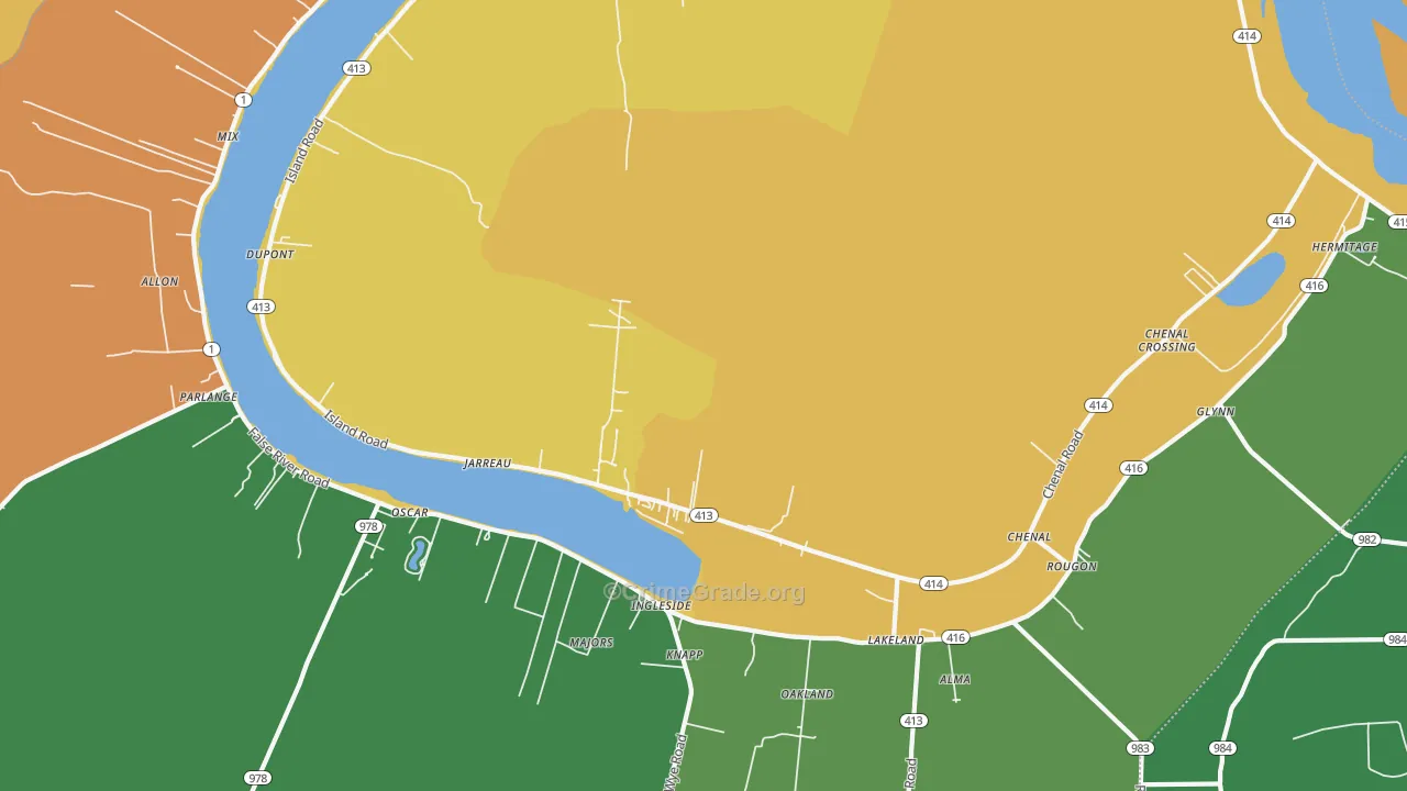 Jarreau, LA Map of Assault Rates