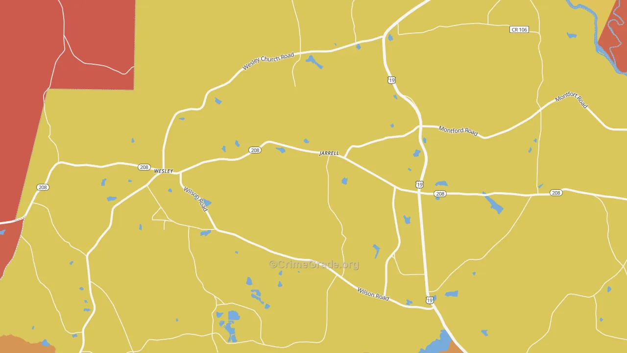 Jarrell, GA Map of Assault Rates