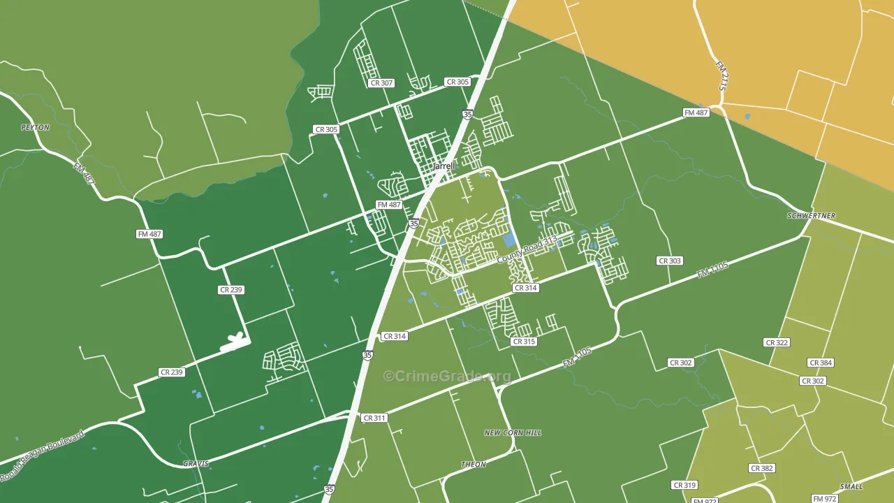Jarrell, TX Map of Assault Rates