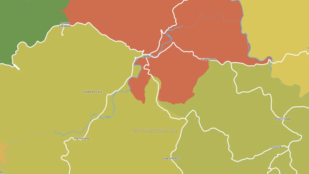 Jasper, AR Map of Assault Rates