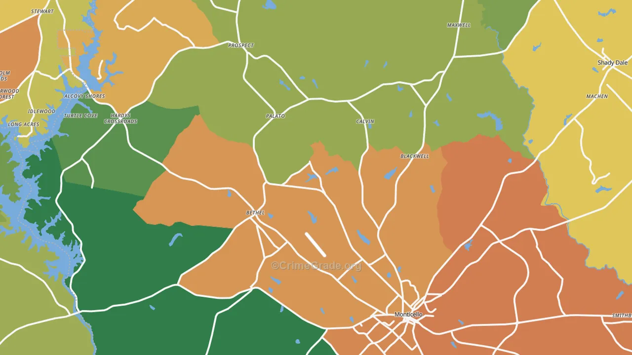 Jasper County, GA Map of Assault Rates