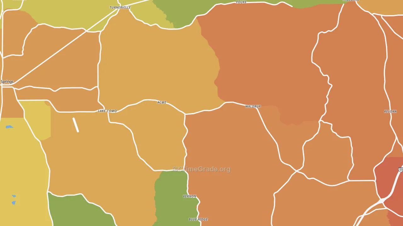 Jasper County, MS Map of Assault Rates