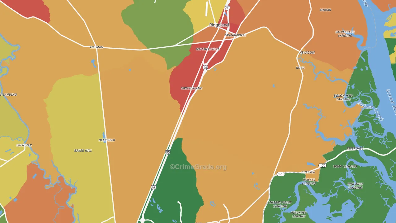 Jasper County, SC Map of Assault Rates