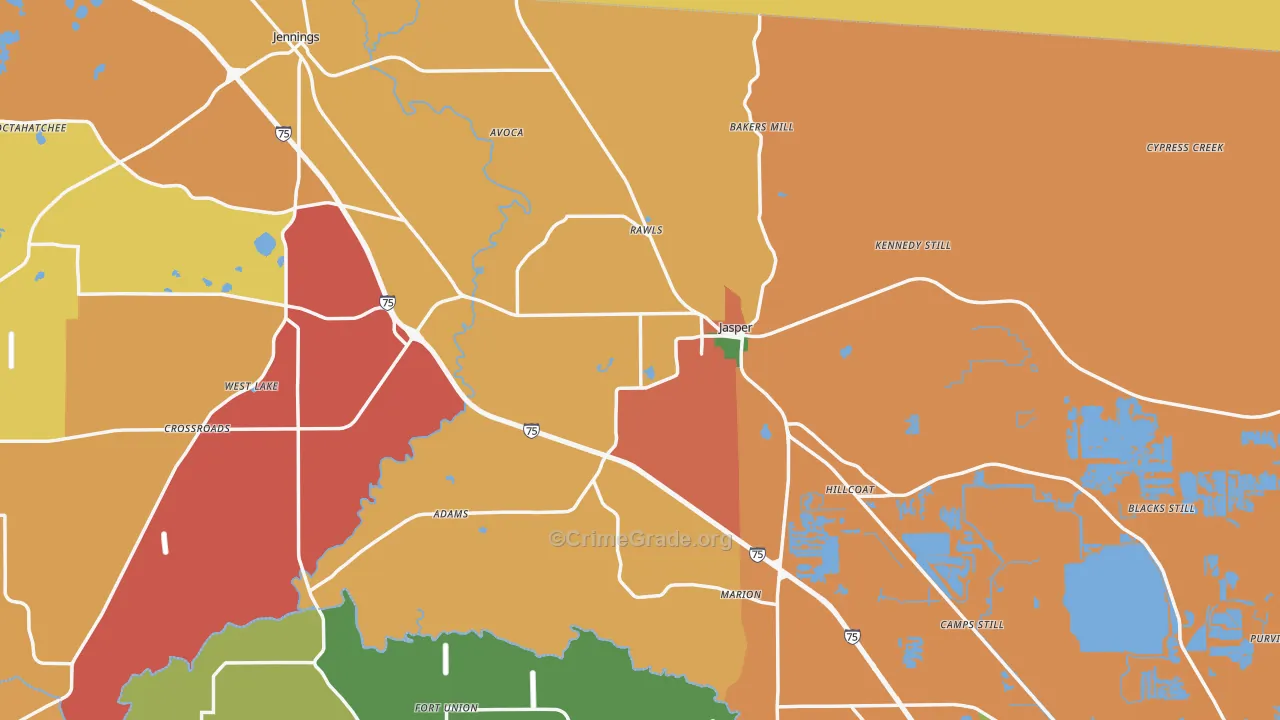 Jasper, FL Map of Assault Rates