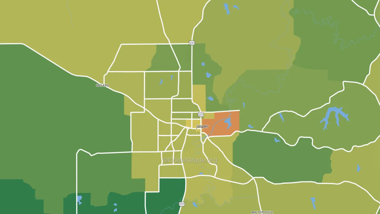 Jasper, IN Map of Assault Rates