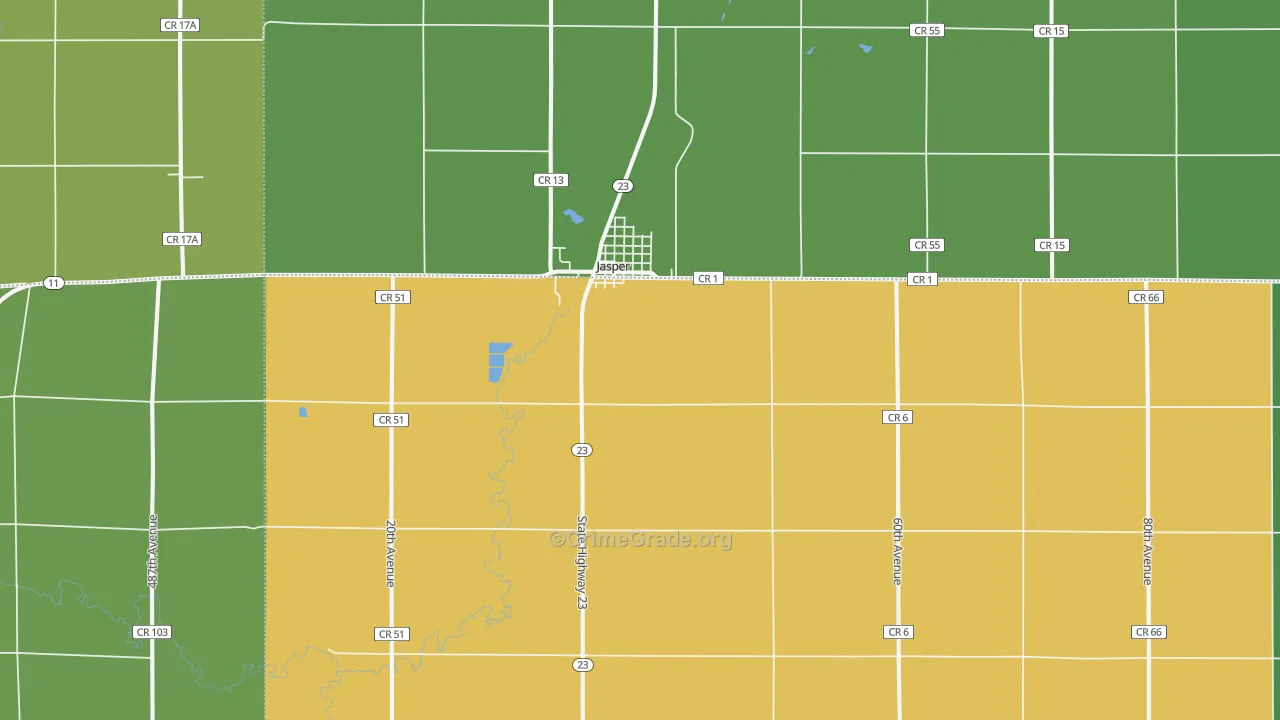 Jasper, MN Map of Assault Rates
