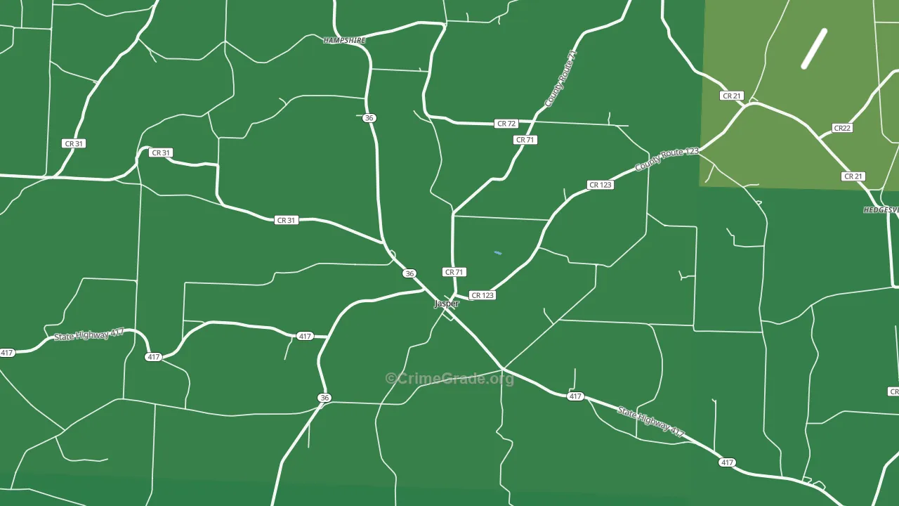 Jasper, NY Map of Assault Rates