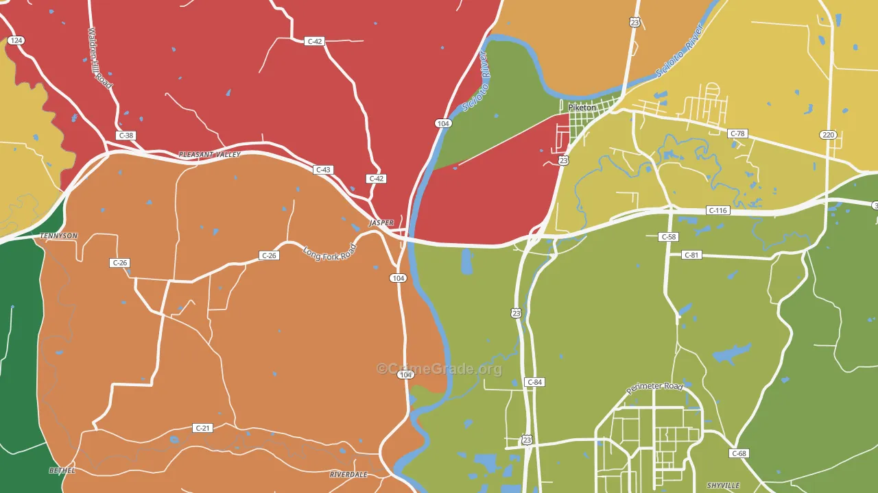 Jasper, OH Map of Assault Rates