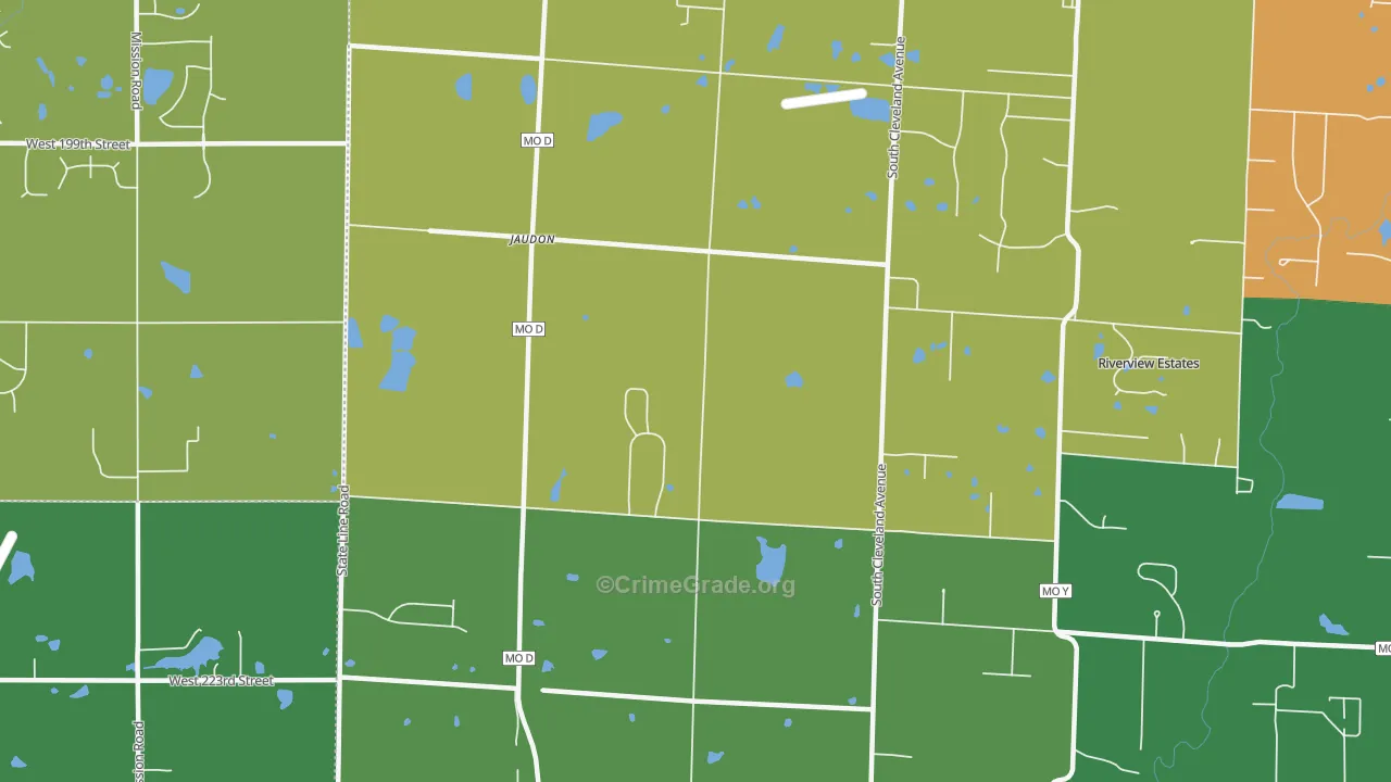 Jaudon, MO Map of Assault Rates