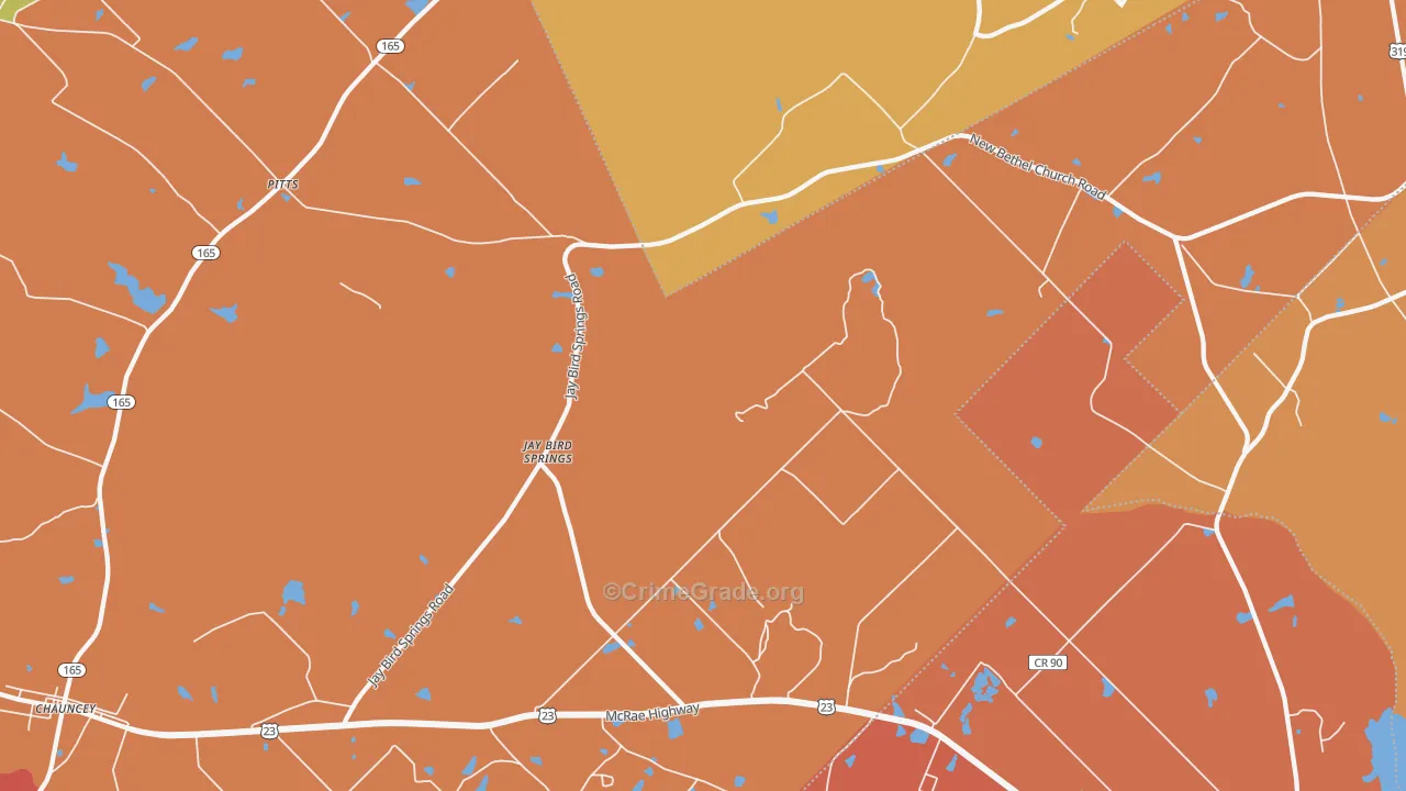 Jay Bird Springs, GA Map of Assault Rates