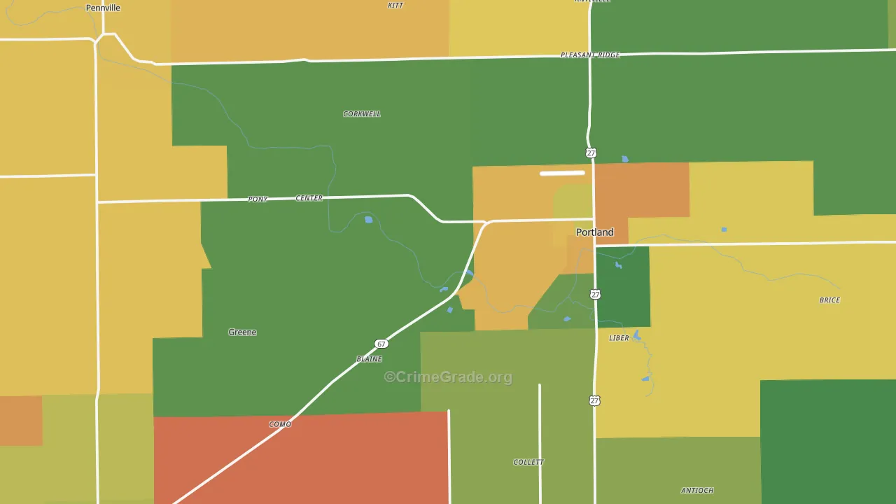 Jay County, IN Map of Assault Rates