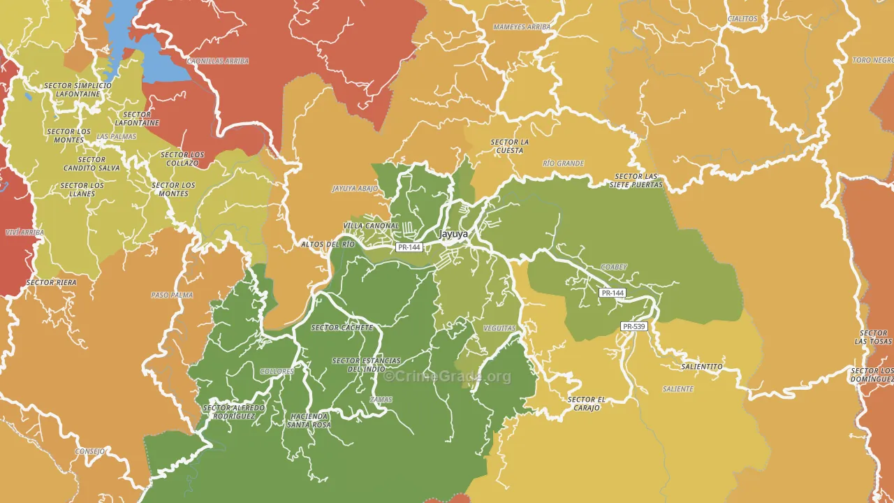 Jayuya Municipio, PR Map of Assault Rates