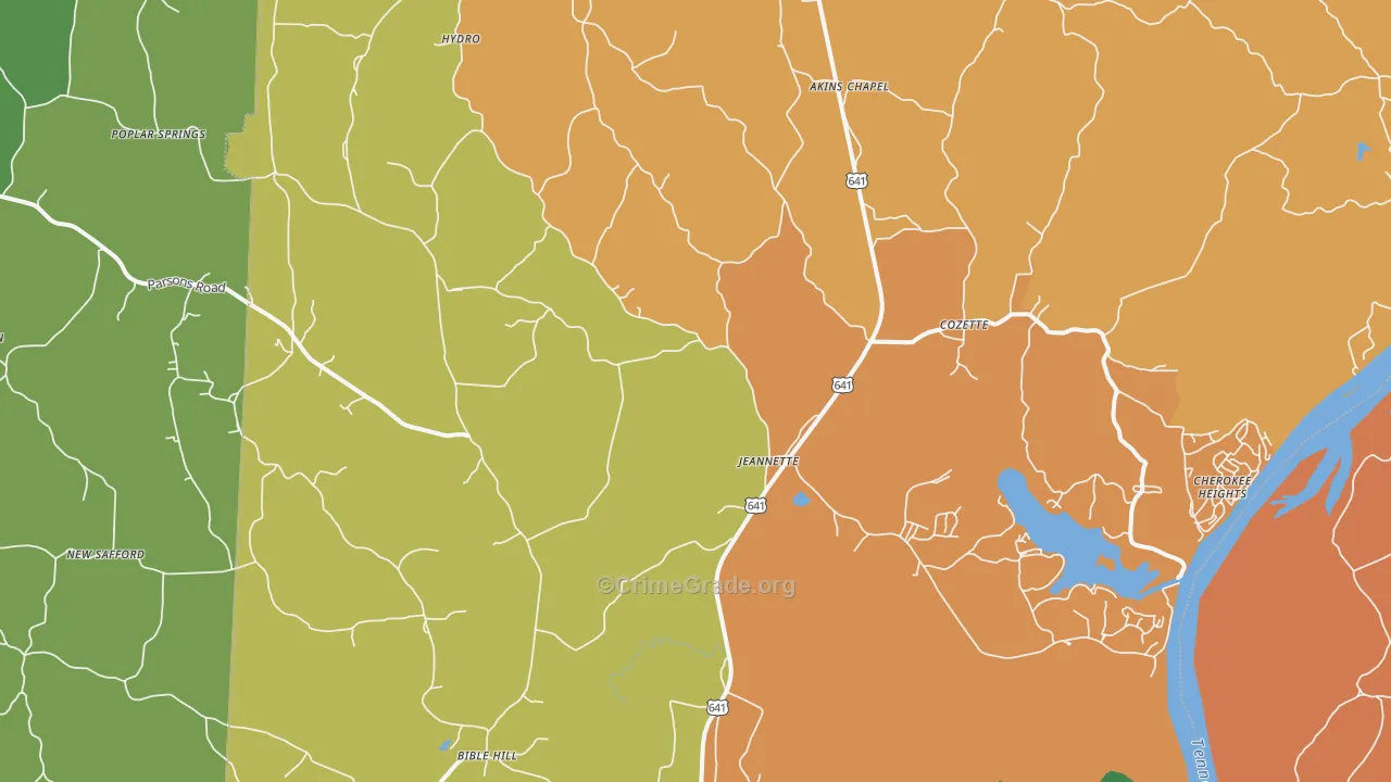 Jeannette, TN Map of Assault Rates