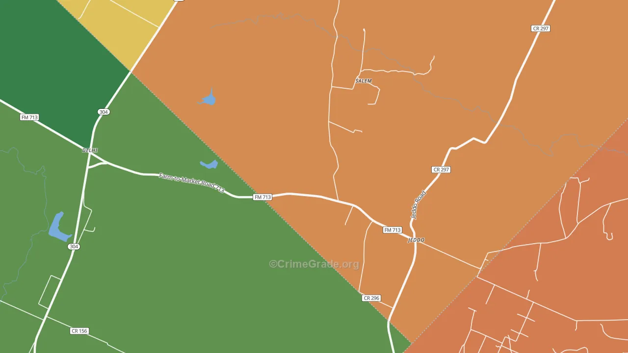 Jeddo, TX Map of Assault Rates