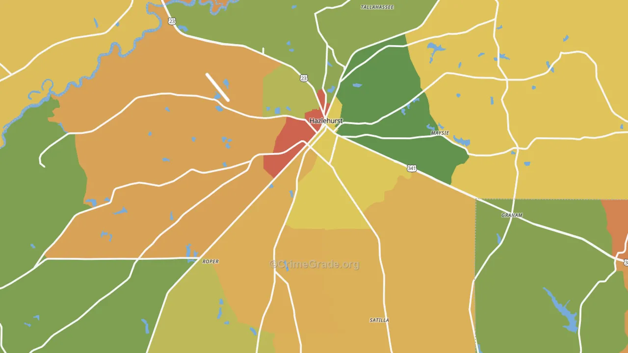Jeff Davis County, GA Map of Assault Rates
