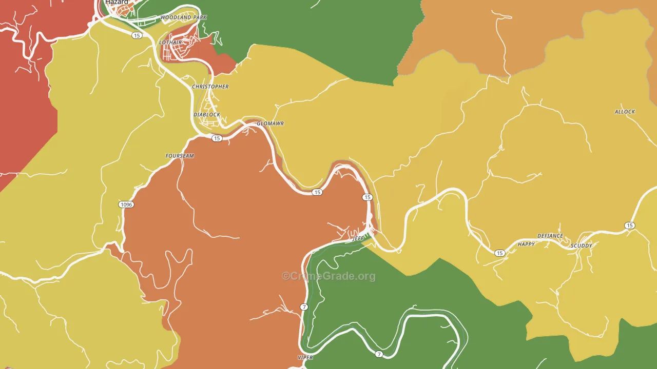 Jeff, KY Map of Assault Rates