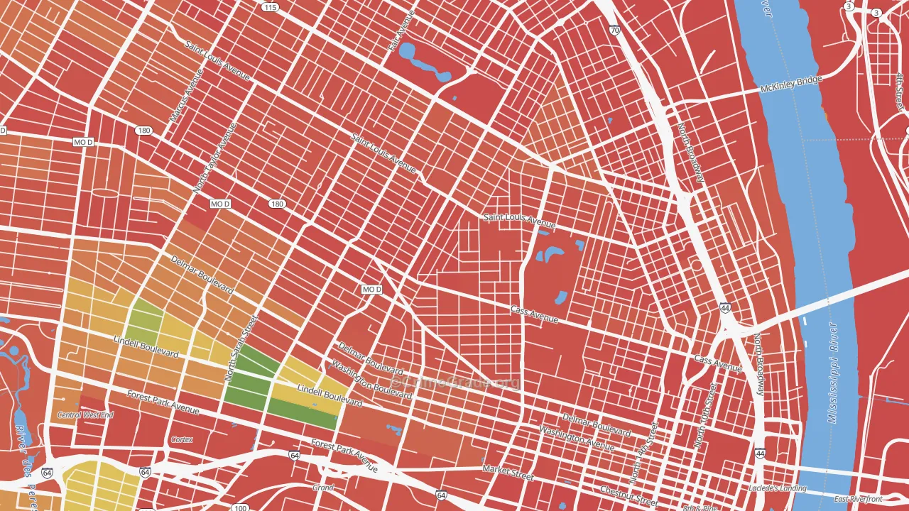 Jeff-Vander-Lou, St. Louis, MO Map of Assault Rates