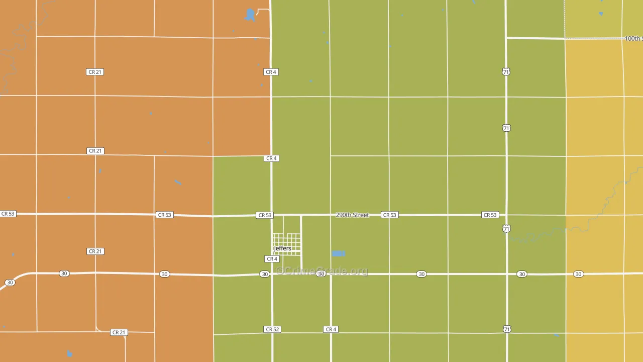 Jeffers, MN Map of Assault Rates