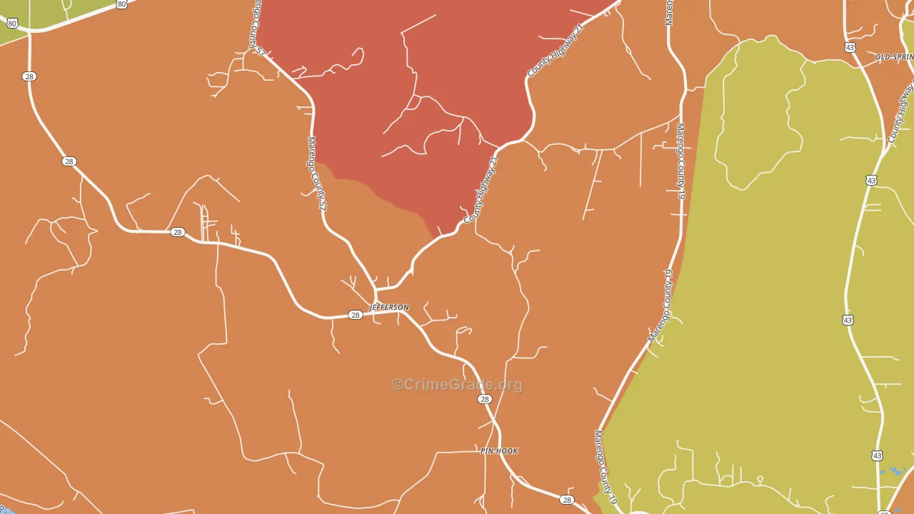 Jefferson, AL Map of Assault Rates