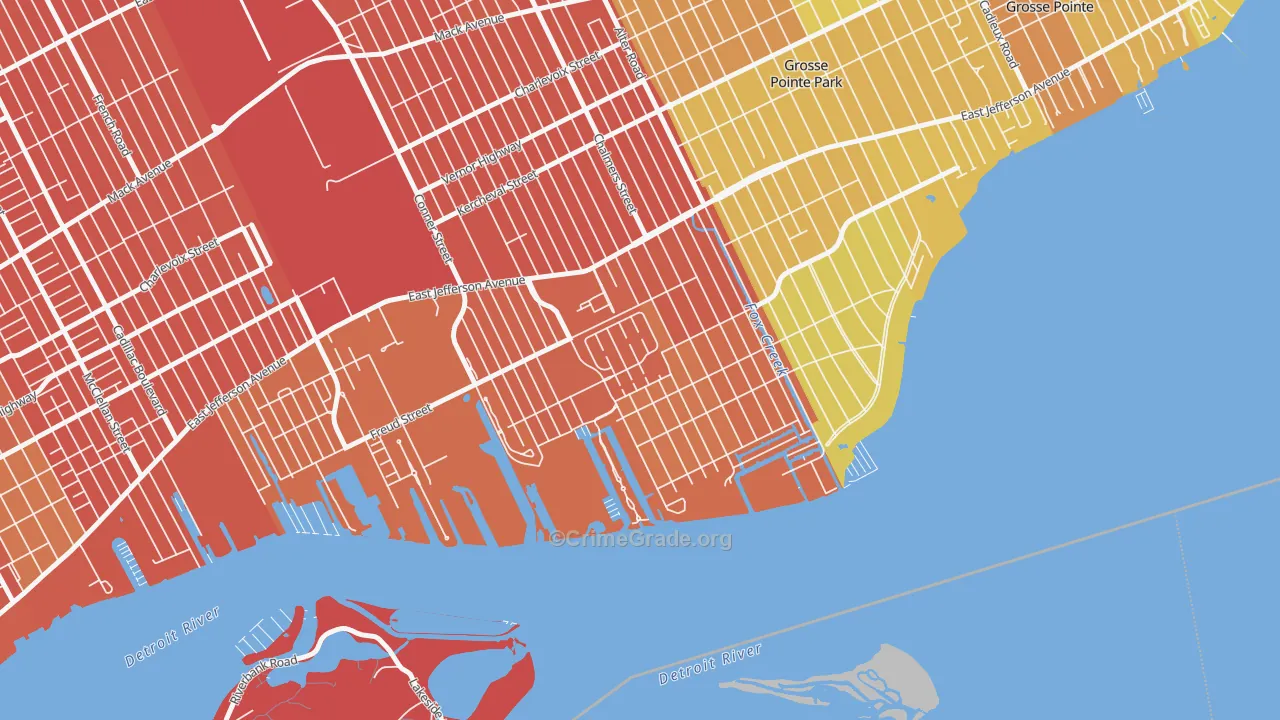 Jefferson Chalmers, Detroit, MI Map of Assault Rates