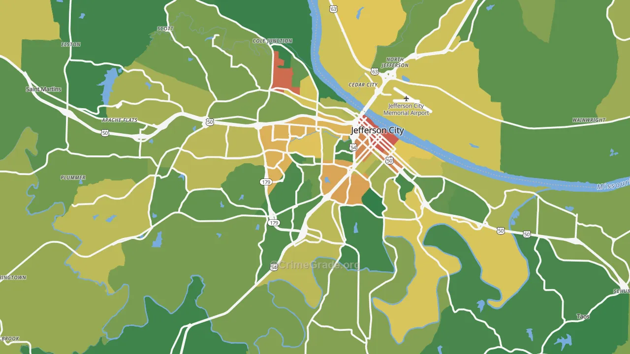 Jefferson City, MO Map of Assault Rates