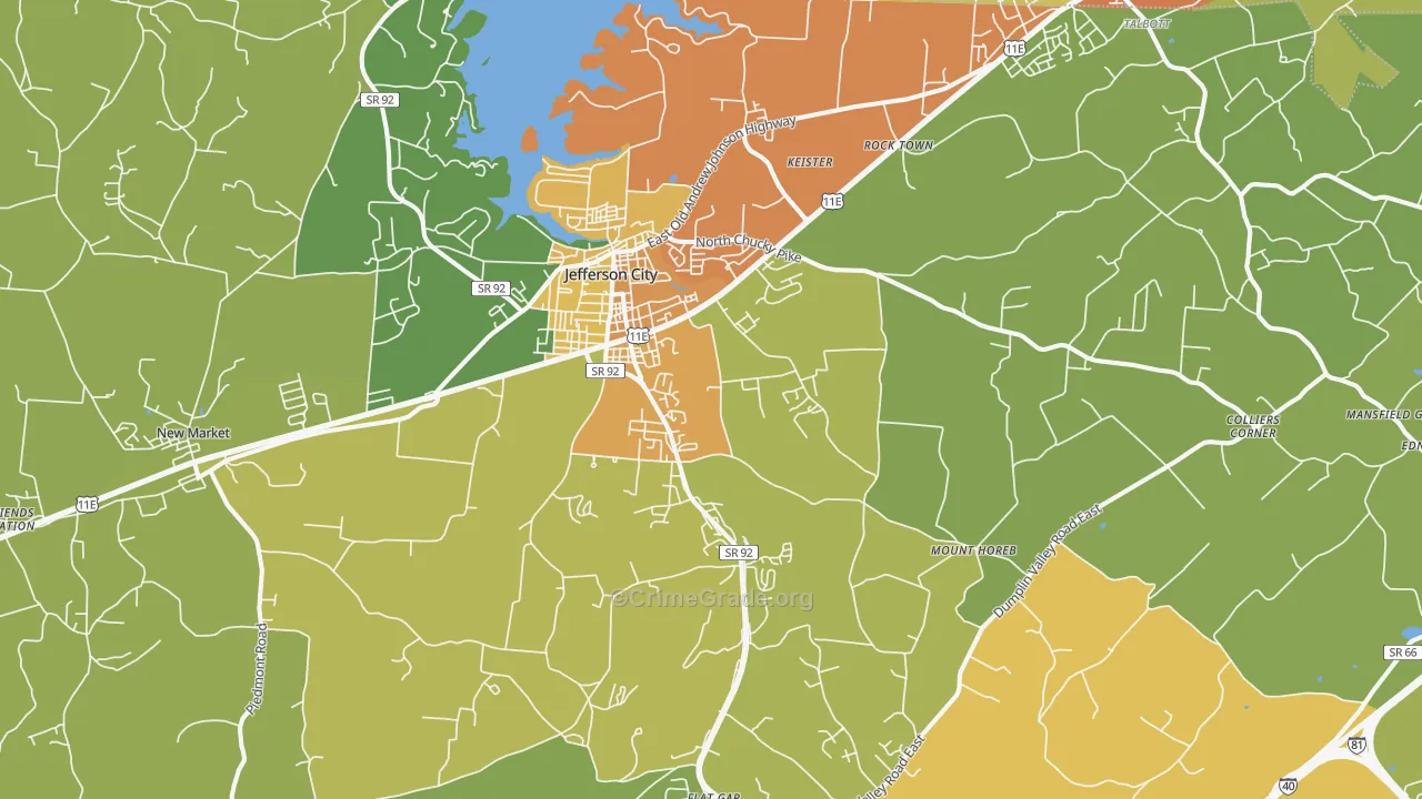 Jefferson City, TN Map of Assault Rates