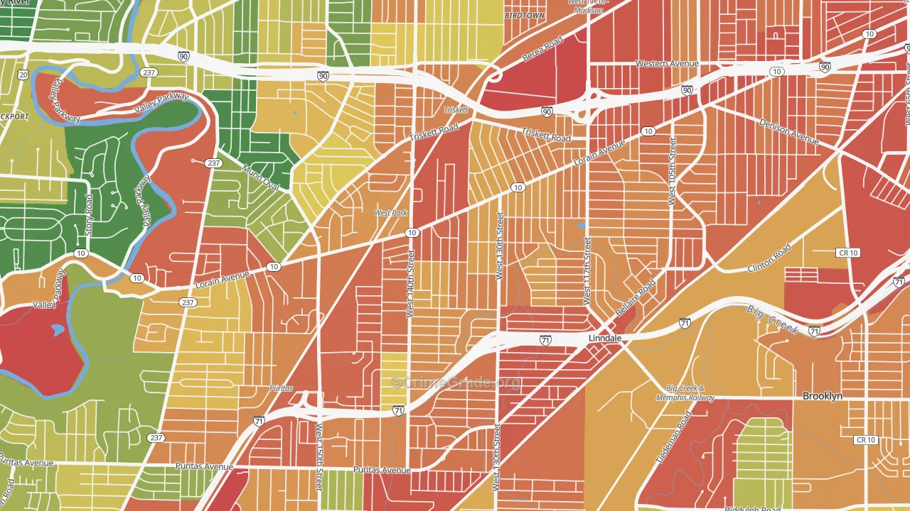 Jefferson, Cleveland, OH Map of Assault Rates