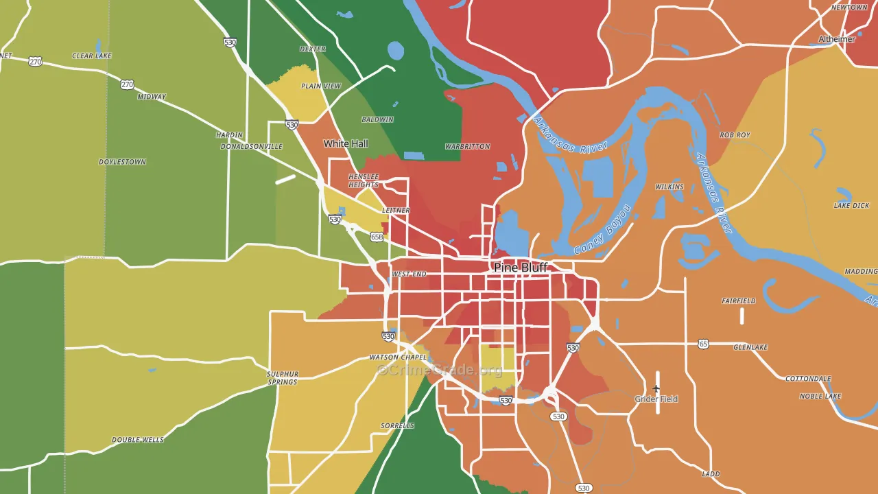 Jefferson County, AR Map of Assault Rates