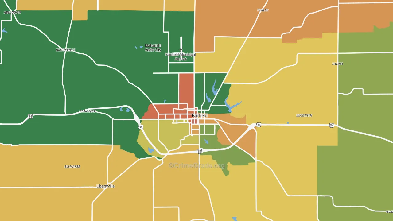 Jefferson County, IA Map of Assault Rates