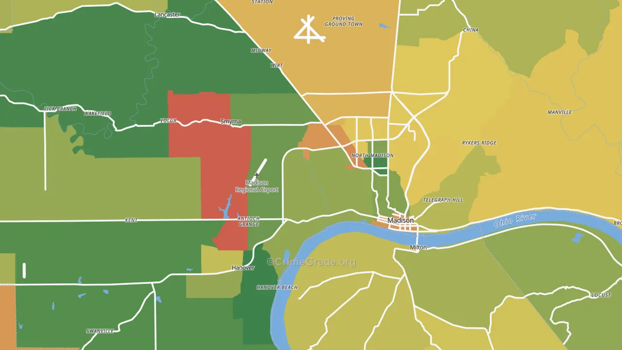 Jefferson County, IN Map of Assault Rates