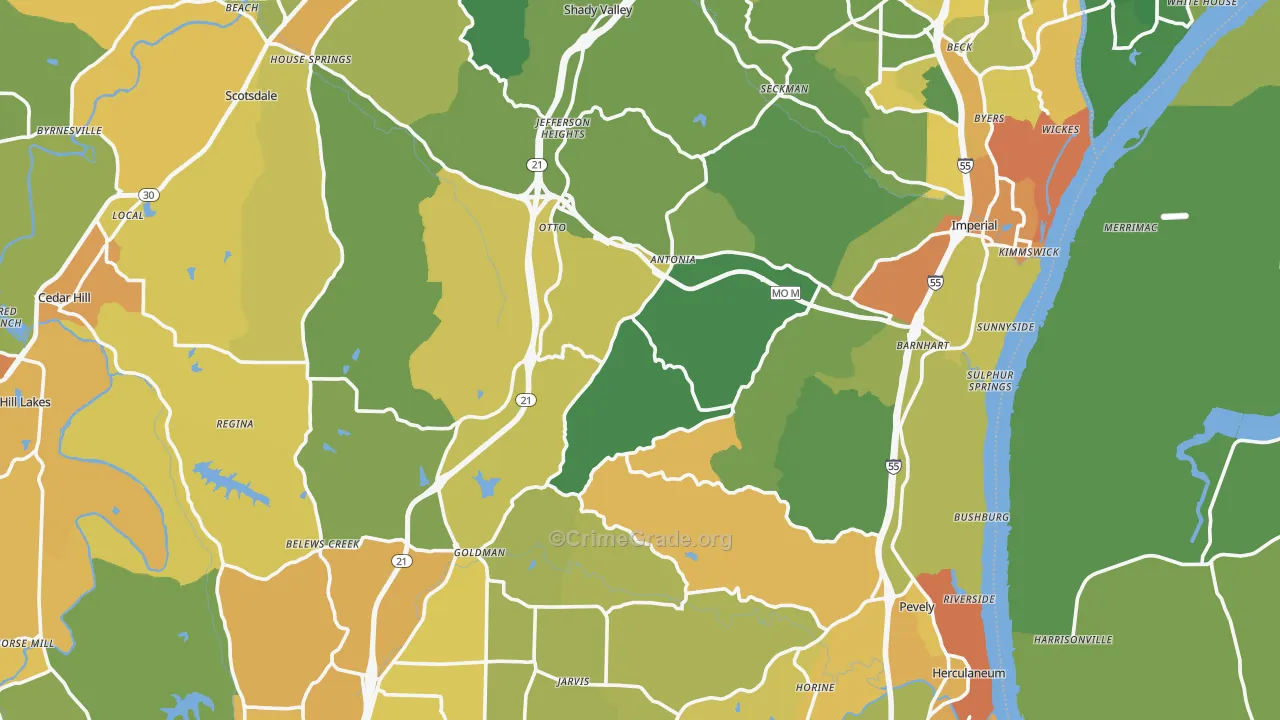 Jefferson County, MO Map of Assault Rates