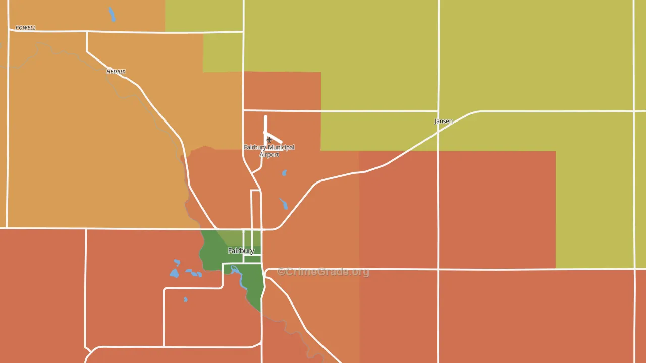 Jefferson County, NE Map of Assault Rates
