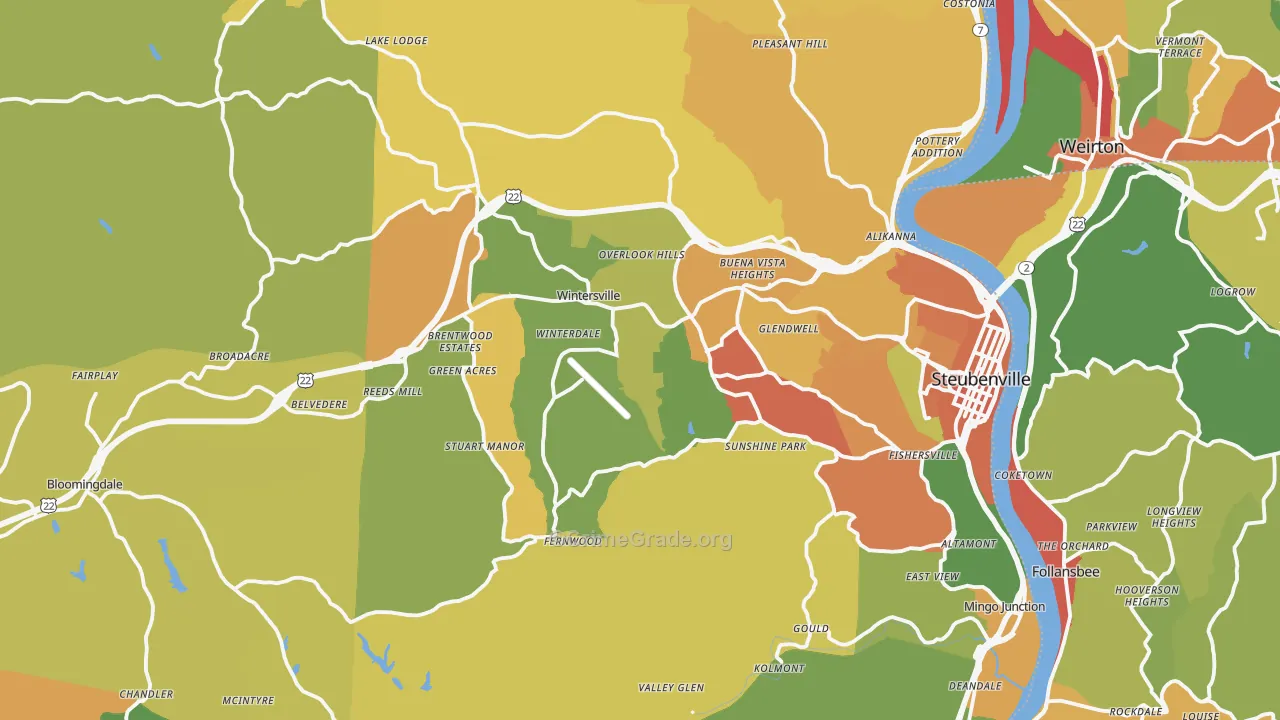 Jefferson County, OH Map of Assault Rates