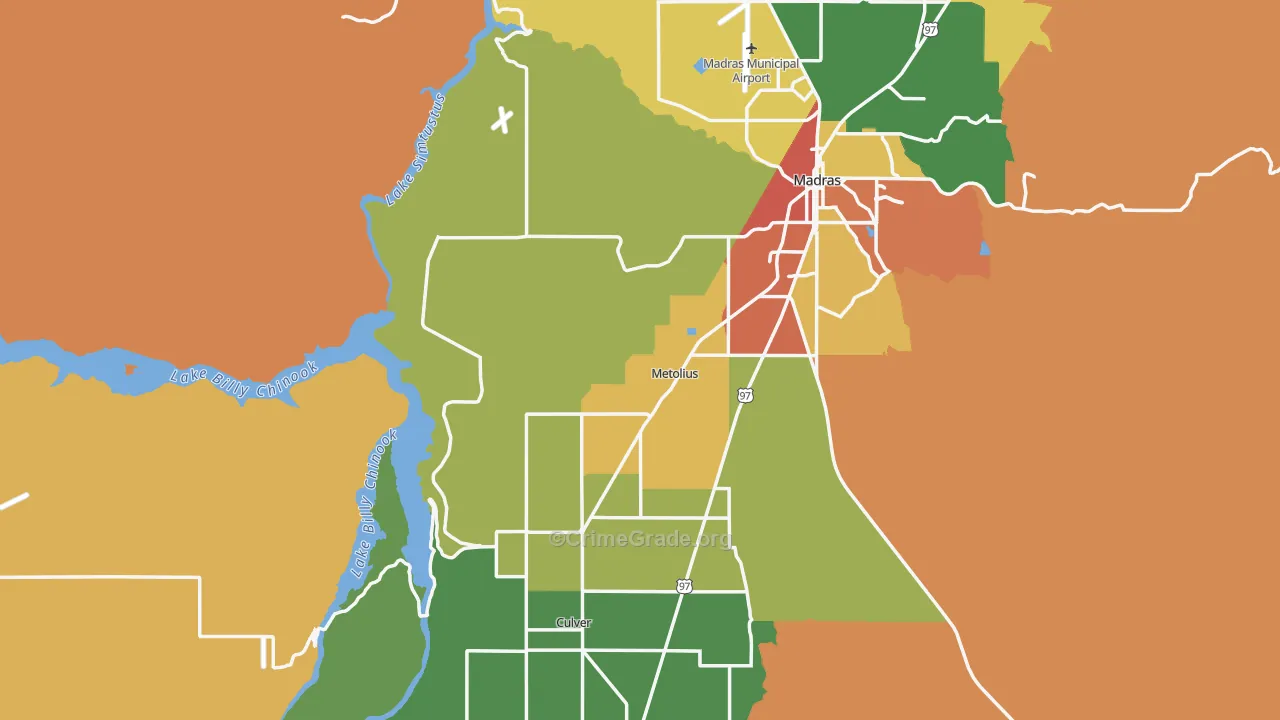 Jefferson County, OR Map of Assault Rates