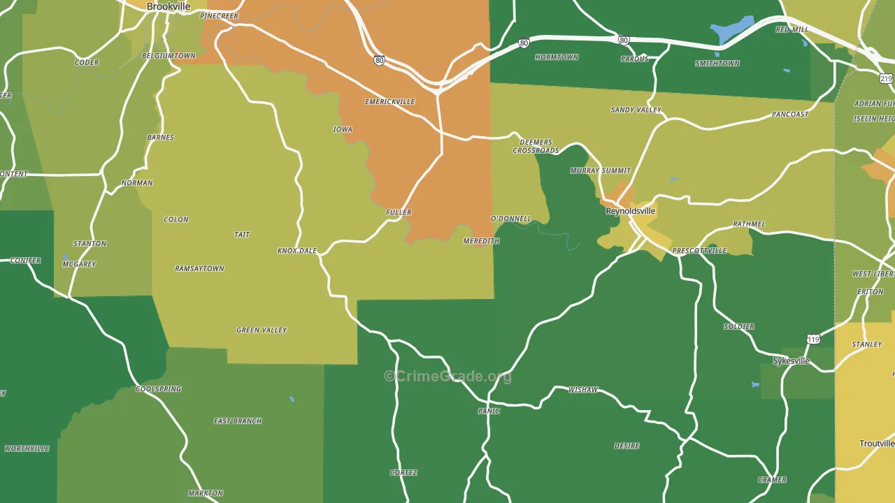Jefferson County, PA Map of Assault Rates