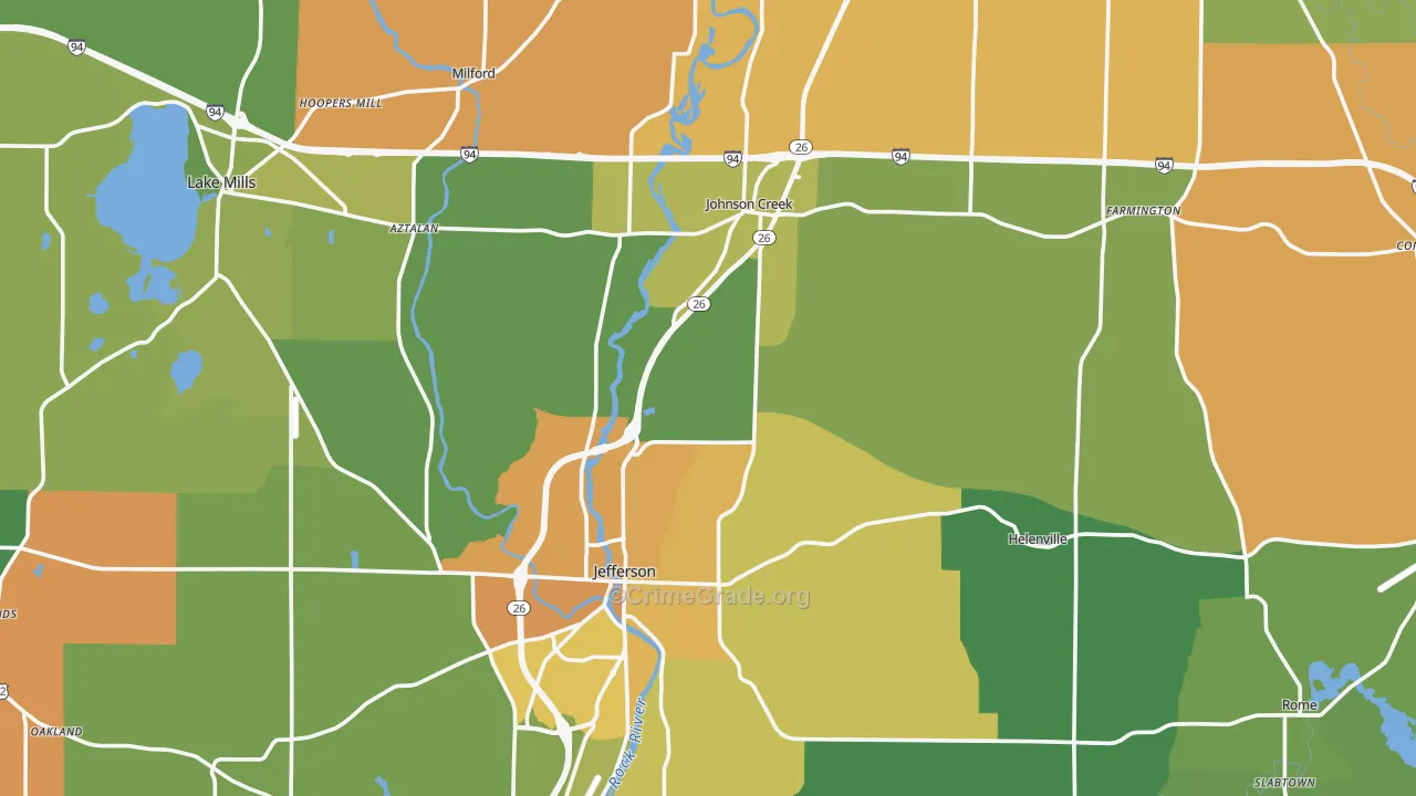 Jefferson County, WI Map of Assault Rates