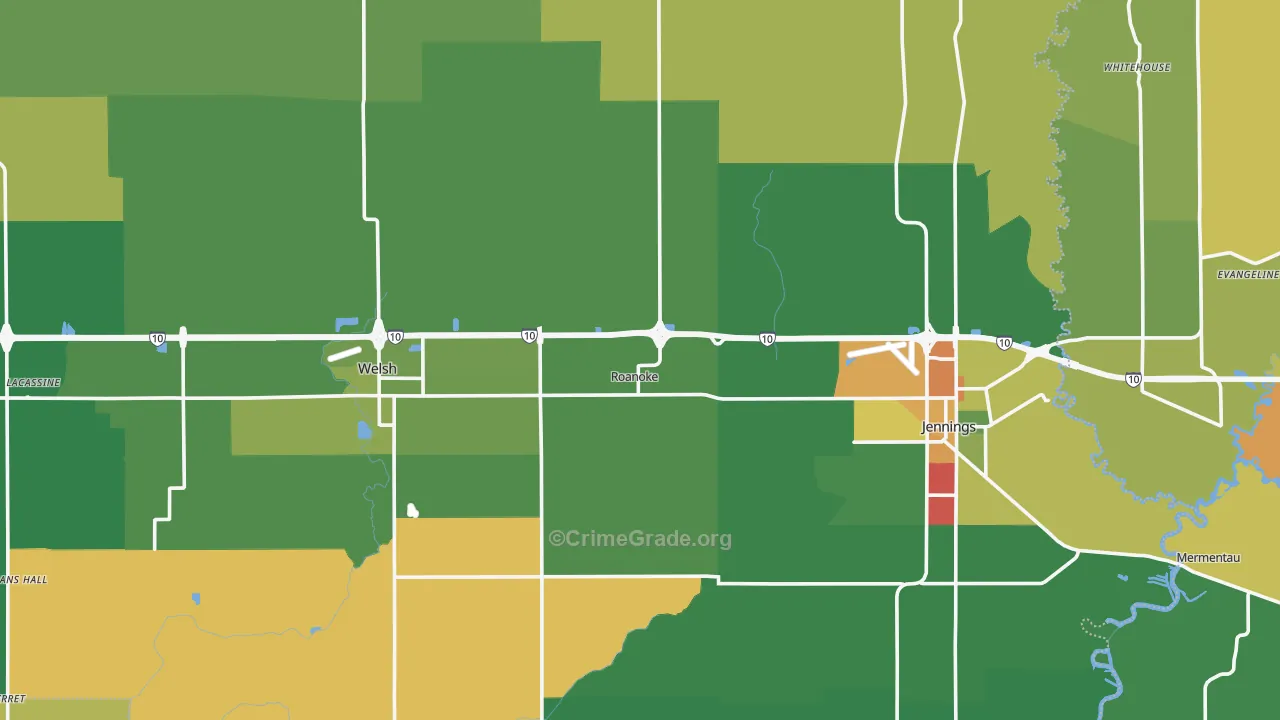 Jefferson Davis Parish, LA Map of Assault Rates