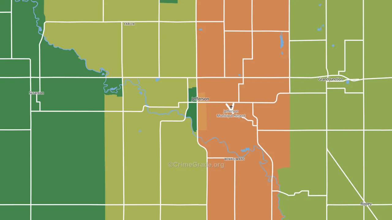 Jefferson, IA Map of Assault Rates