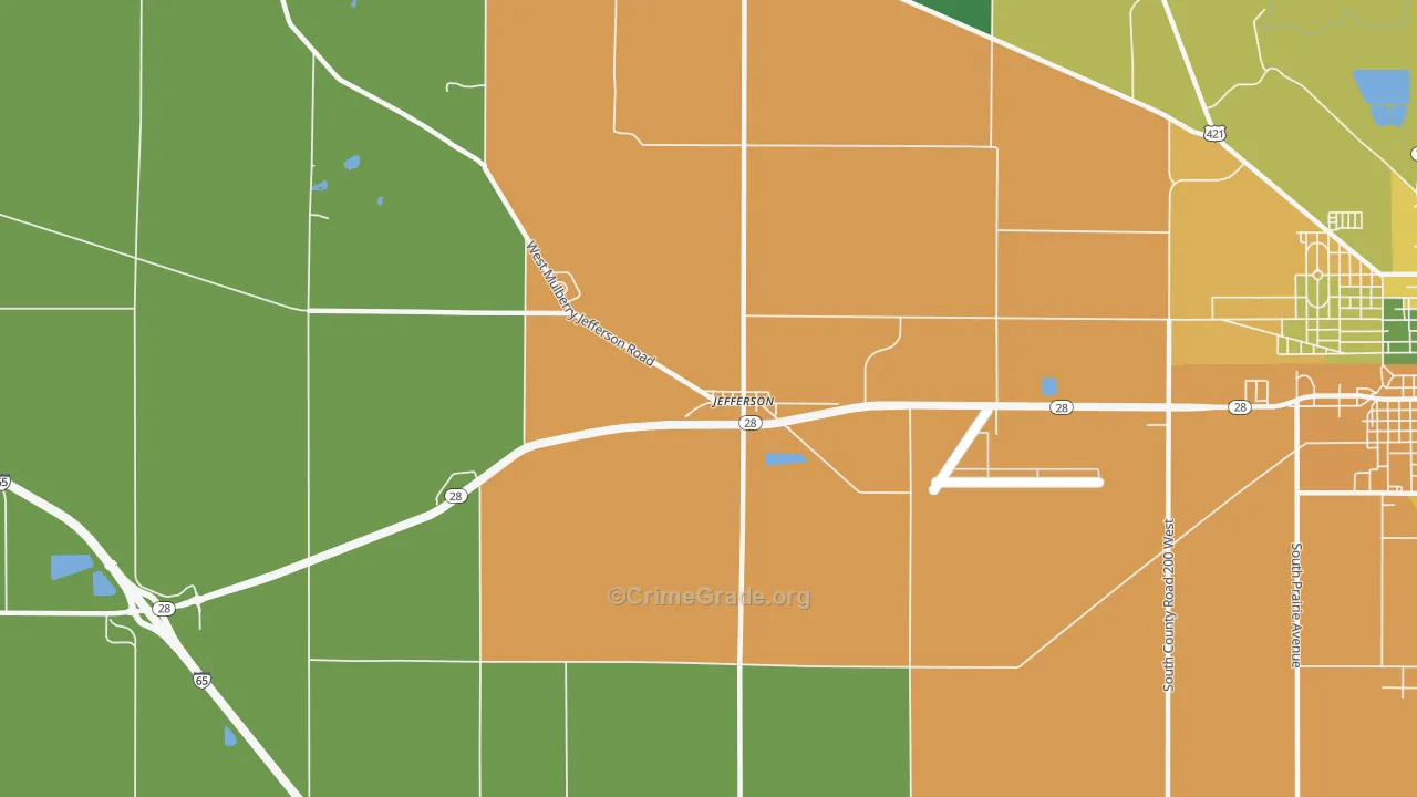 Jefferson, IN Map of Assault Rates