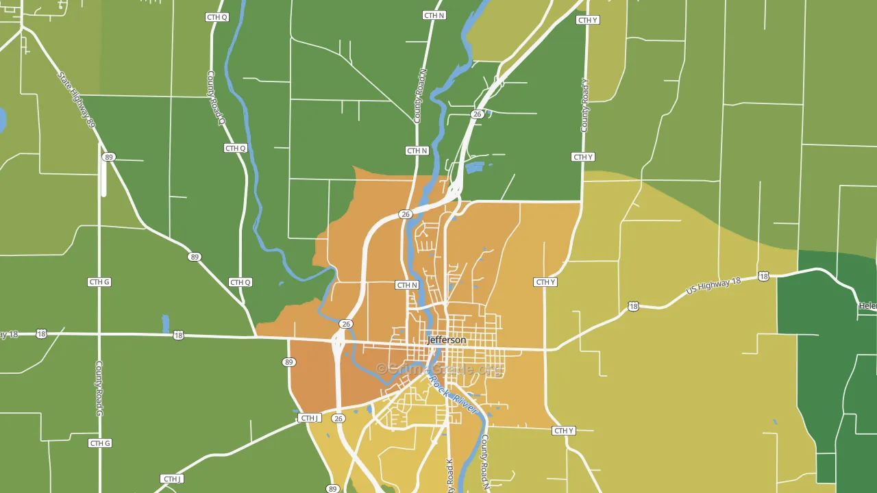 Jefferson Junction, WI Map of Assault Rates