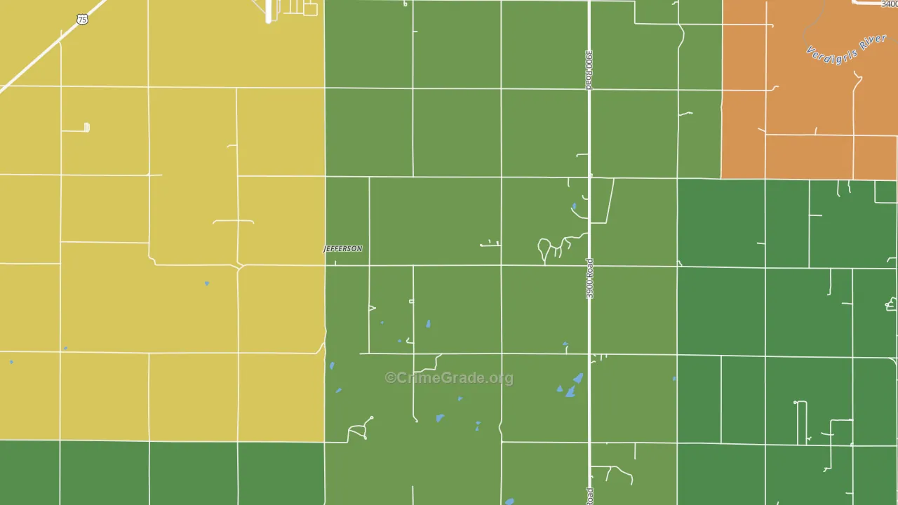 Jefferson, KS Map of Assault Rates