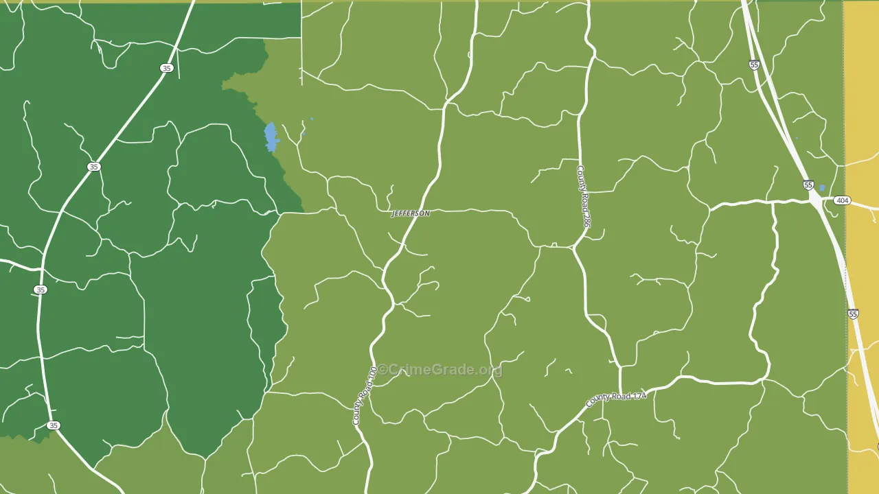 Jefferson, MS Map of Assault Rates