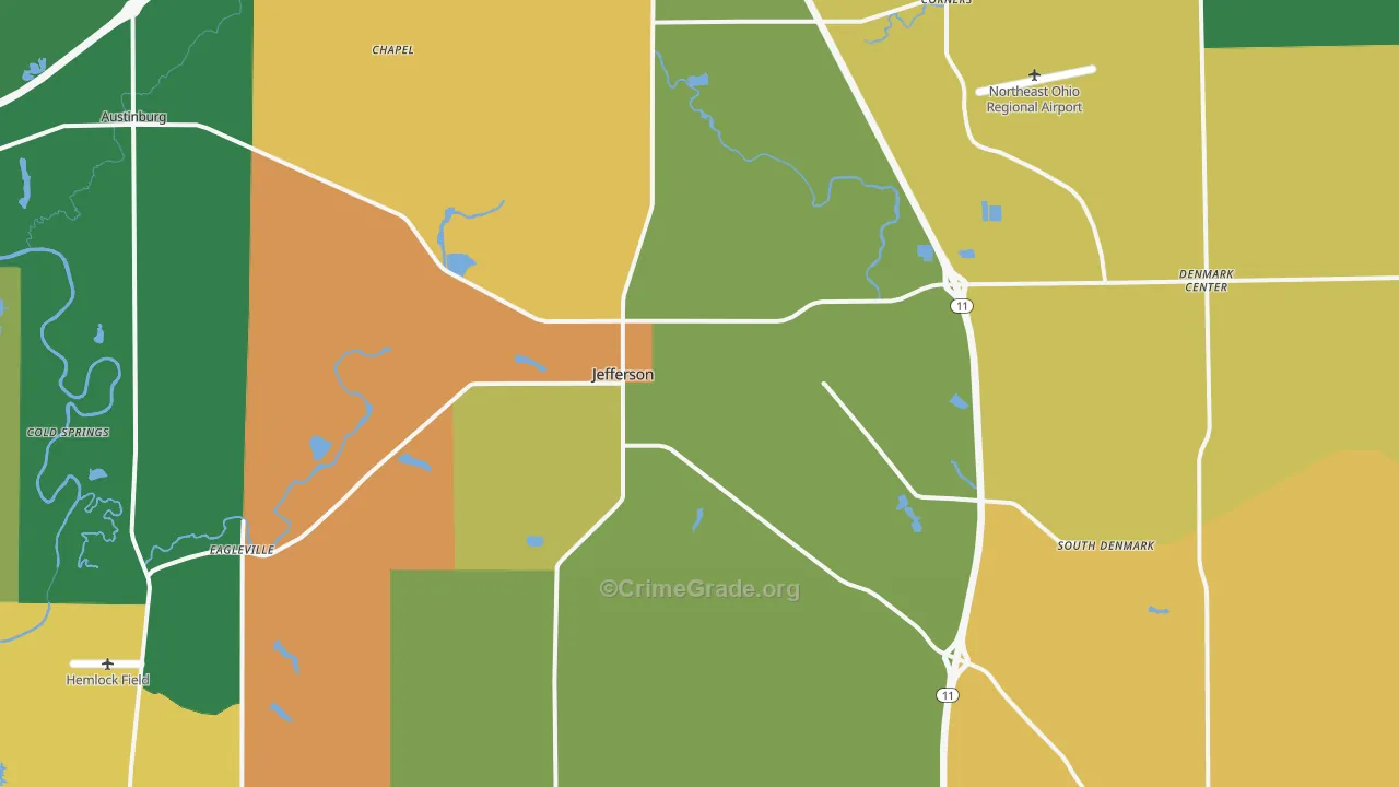 Jefferson, OH Map of Assault Rates