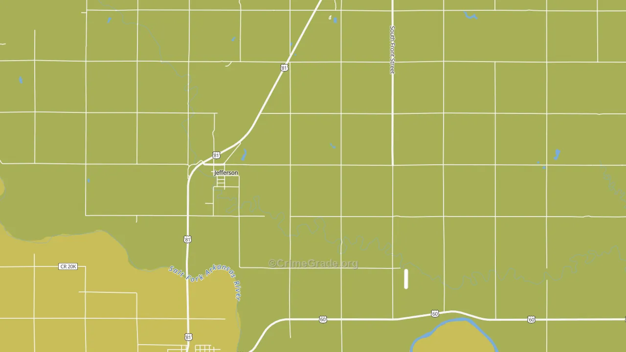 Jefferson, OK Map of Assault Rates