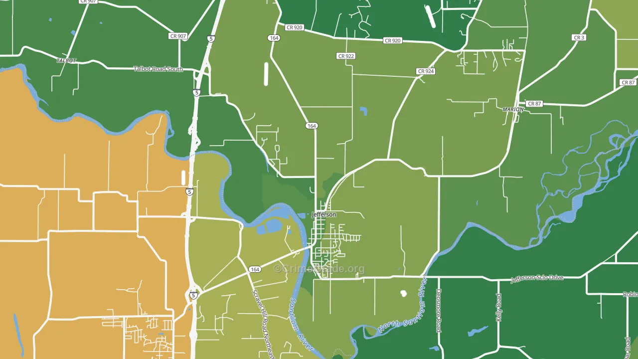 Jefferson, OR Map of Assault Rates