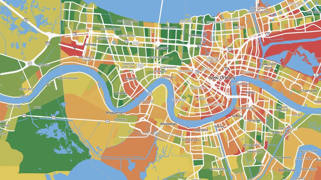 Jefferson Parish, LA Map of Assault Rates